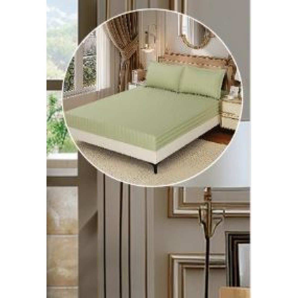 Lenjerie de pat dublu din damasc cu elastic, 4 piese, cearceaf pentru pat 180x200cm, KD-06