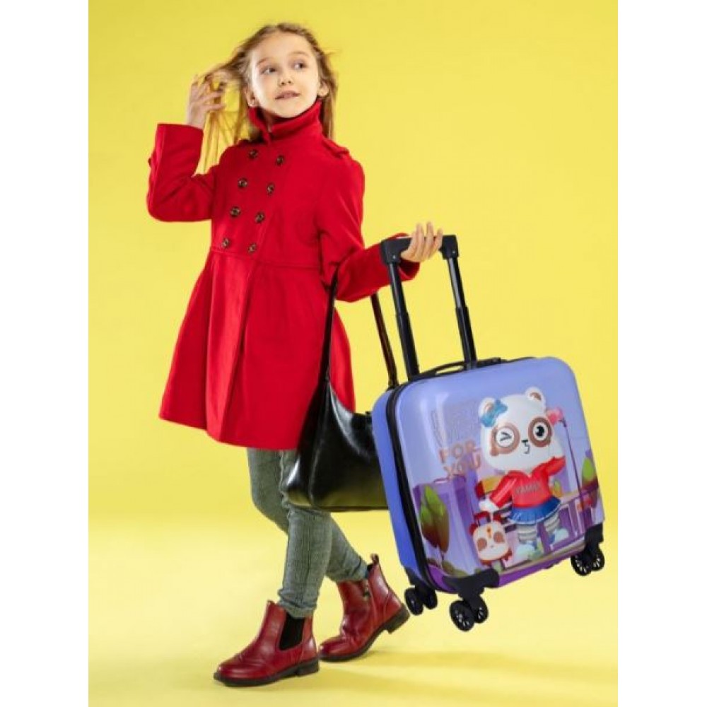 Troler cabina copii cu desene animate 3D de 43 x 36 x 23 cm pentru copii , cu 4 roți, TC-09