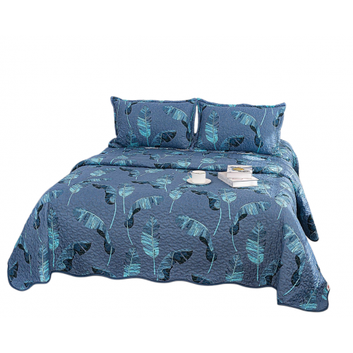 Cuvertura cu DOUĂ FEȚE pentru pat dublu din Bumbac Satinat cu model, Matlasata, 230x250cm, CVT1
