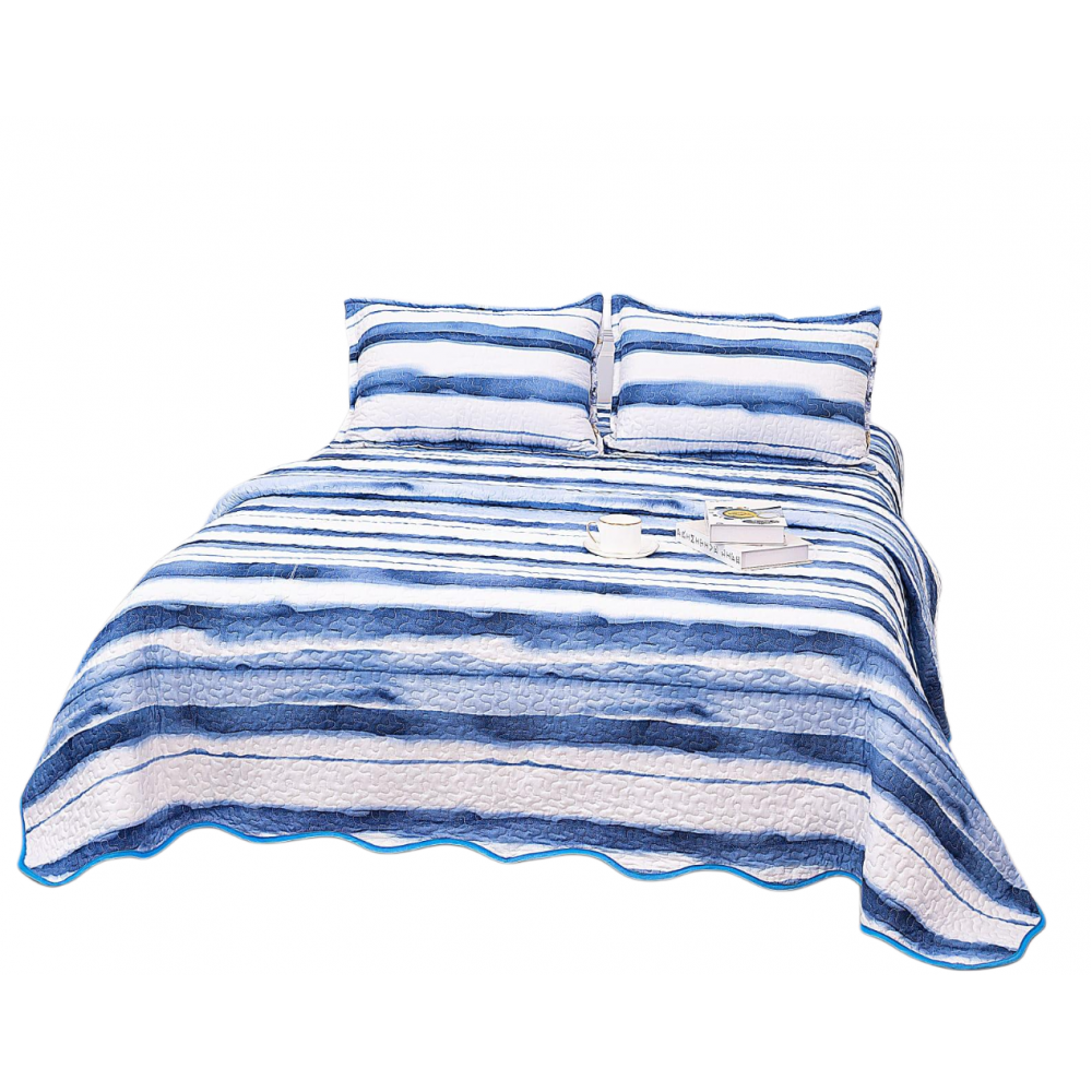 Cuvertura cu DOUĂ FEȚE pentru pat dublu din Bumbac Satinat cu model, Matlasata, 220x240cm, CVT4