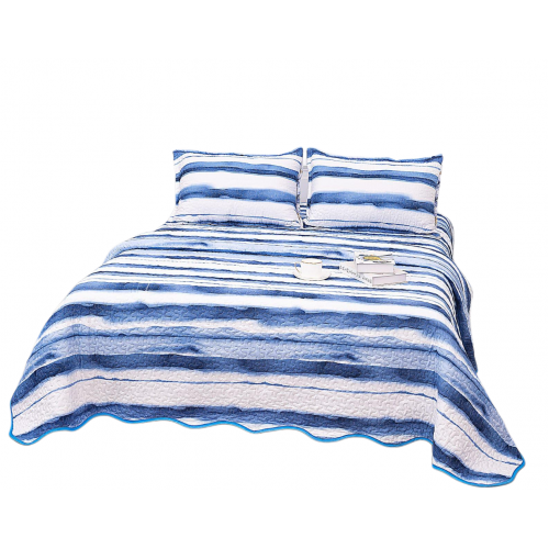 Cuvertura cu DOUĂ FEȚE pentru pat dublu din Bumbac Satinat cu model, Matlasata, 220x240cm, CVT4