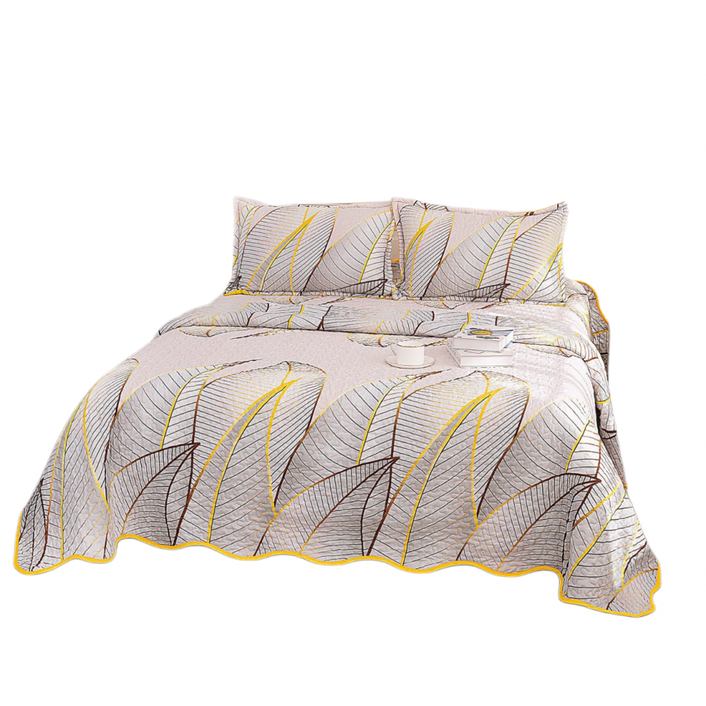 Cuvertura cu DOUĂ FEȚE pentru pat dublu din Bumbac Satinat cu model, Matlasata, 220x240cm, CVT5
