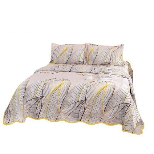 Cuvertura cu DOUĂ FEȚE pentru pat dublu din Bumbac Satinat cu model, Matlasata, 220x240cm, CVT5