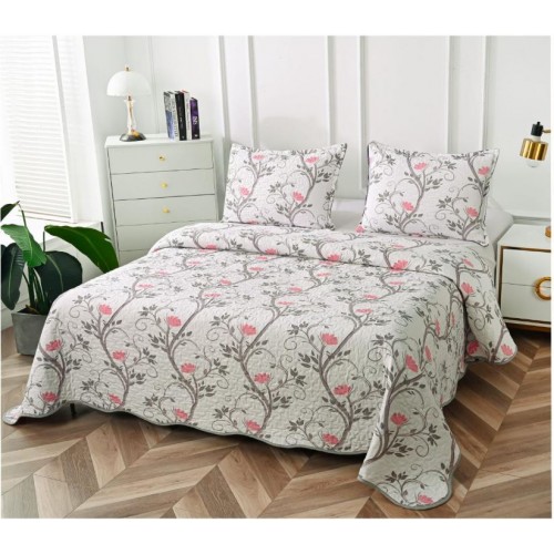Cuvertura cu DOUĂ FEȚE pentru pat dublu din Bumbac Satinat cu model, Matlasata, 230x250cm, CVT36