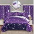Set Lenjerie Eleganta si 2 Draperii pentru pat dublu din Bumbac Finet compusa din 6 piese, Cearceaf de pat cu elastic 140x200cm+25cm, NW1