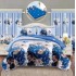 Set Lenjerie Eleganta si 2 Draperii pentru pat dublu din Bumbac Finet compus din 6 piese, Cearceaf de pat cu elastic 140x200cm+25cm, NW2