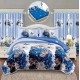 Set Lenjerie Eleganta si 2 Draperii pentru pat dublu din Bumbac Finet compus din 6 piese, Cearceaf de pat cu elastic 140x200cm+25cm, NW2