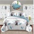 Set Lenjerie Eleganta si 2 Draperii pentru pat dublu din Bumbac Finet compus din 6 piese, Cearceaf de pat cu elastic 140x200cm+25cm, NW9