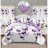 Set Lenjerie Eleganta si 2 Draperii pentru pat dublu din Bumbac Finet compus din 6 piese, Cearceaf de pat cu elastic 140x200cm+25cm, NW13