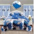 Set Lenjerie Eleganta si 2 Draperii pentru pat dublu din Bumbac Finet compus din 8 piese, Cearceaf de pat cu elastic 180x200cm+25cm, NW24