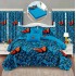 Set Lenjerie Eleganta si 2 Draperii pentru pat dublu din Bumbac Finet compus din 8 piese, Cearceaf de pat cu elastic 180x200cm+25cm, NW25