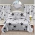 Set Lenjerie Eleganta si 2 Draperii pentru pat dublu din Bumbac Finet compus din 8 piese, Cearceaf de pat cu elastic 180x200cm+25cm, NW26