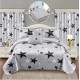 Set Lenjerie Eleganta si 2 Draperii pentru pat dublu din Bumbac Finet compus din 8 piese, Cearceaf de pat cu elastic 180x200cm+25cm, NW26