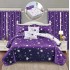 Set Lenjerie Eleganta si 2 Draperii pentru pat dublu din Bumbac Finet compus din 8 piese, Cearceaf de pat cu elastic 180x200cm+25cm, NW27