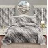 Set Lenjerie Eleganta si 2 Draperii pentru pat dublu din Bumbac Finet compus din 8 piese, Cearceaf de pat cu elastic 180x200cm+25cm, NW28
