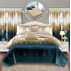 Set Lenjerie Eleganta si 2 Draperii pentru pat dublu din Bumbac Finet compus din 8 piese, Cearceaf de pat cu elastic 180x200cm+25cm, NW29