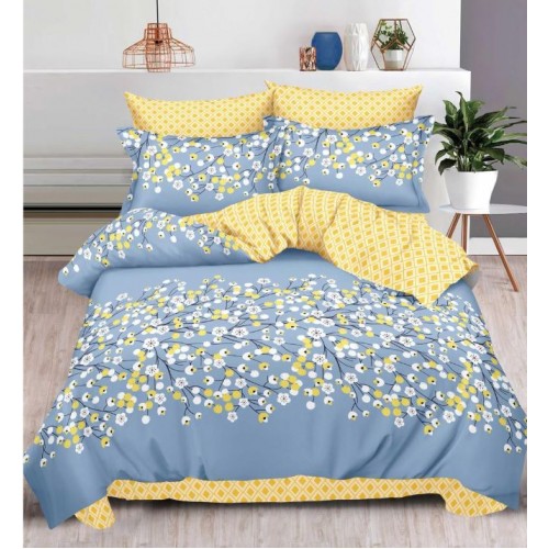 Set Lenjerie Eleganta pentru pat dublu din Bumbac Finet compus din 6 piese, Cearceaf de pat cu elastic 180x200cm+25cm, NW31