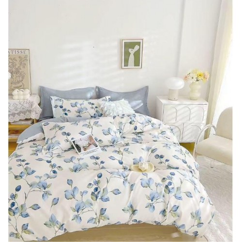 Set Lenjerie Eleganta pentru pat dublu din Bumbac Finet compus din 6 piese, Cearceaf de pat cu elastic 180x200cm+25cm, NW32