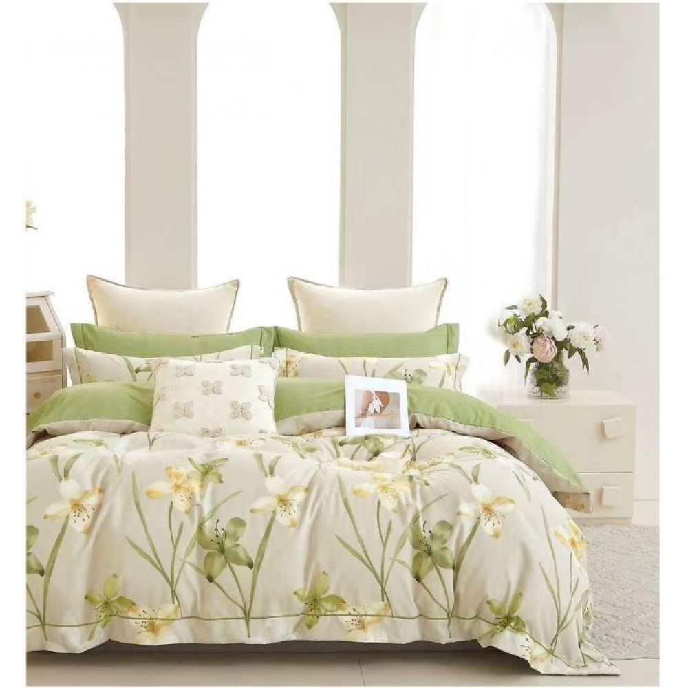 Set Lenjerie Eleganta pentru pat dublu din Bumbac Finet compus din 6 piese, Cearceaf de pat cu elastic 180x200cm+25cm, NW35