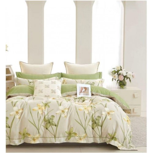 Set Lenjerie Eleganta pentru pat dublu din Bumbac Finet compus din 6 piese, Cearceaf de pat cu elastic 180x200cm+25cm, NW35
