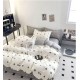 Set Lenjerie Eleganta pentru pat dublu din Bumbac Finet compus din 6 piese, Cearceaf de pat cu elastic 180x200cm+25cm, NW37