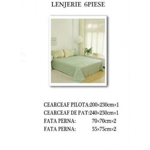 Set Lenjerie Eleganta pentru pat dublu din Bumbac Finet compus din 6 piese, Cearceaf de pat 240x250cm, NW46