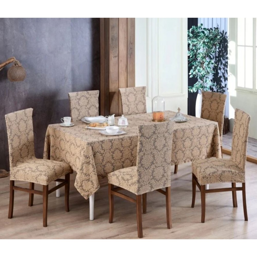 Set 6 huse elastice pentru scaune, Universal, model Jacquard, SCU3