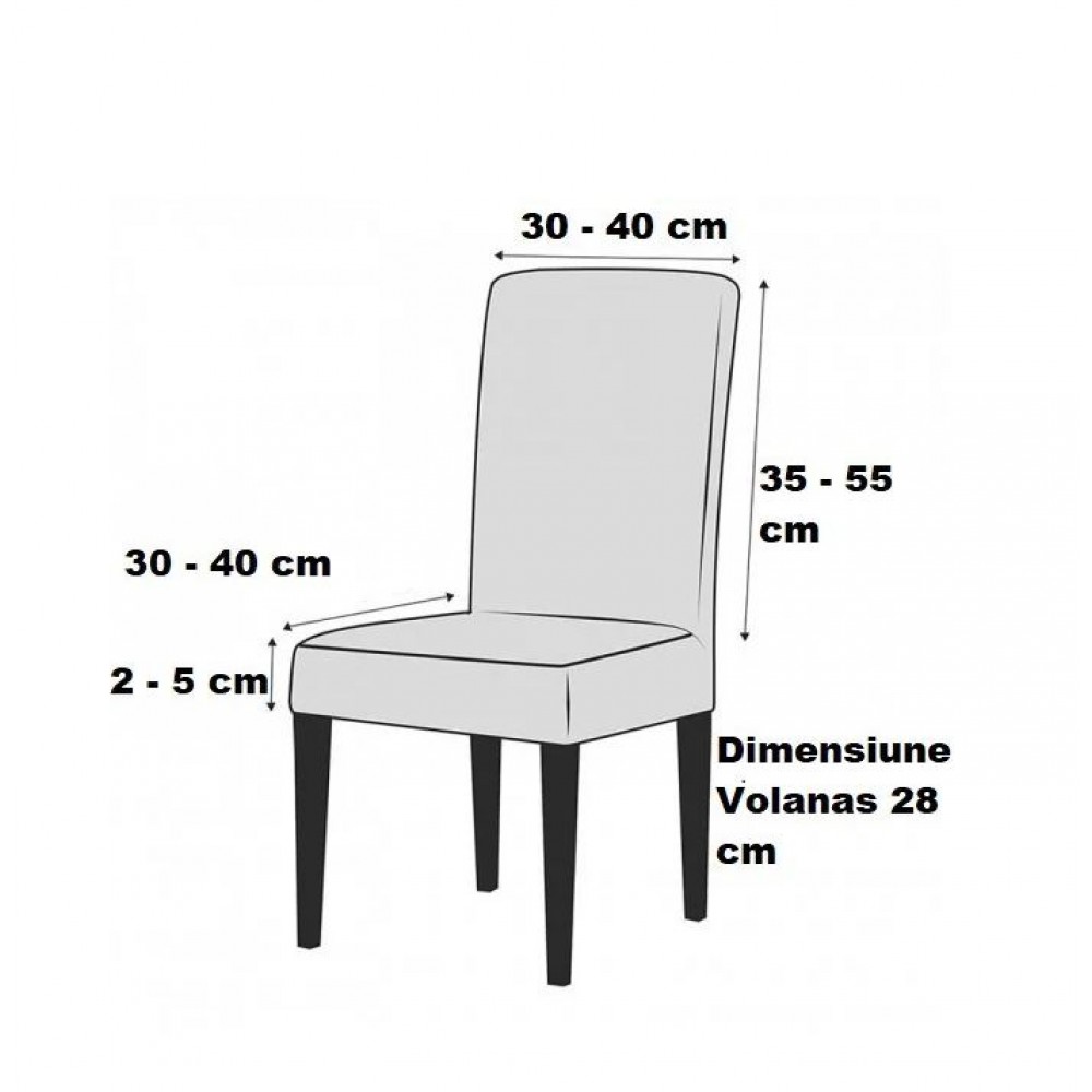 Set 6 huse elastice Multielastice Jacquard pentru scaune, cu volane, SCU15