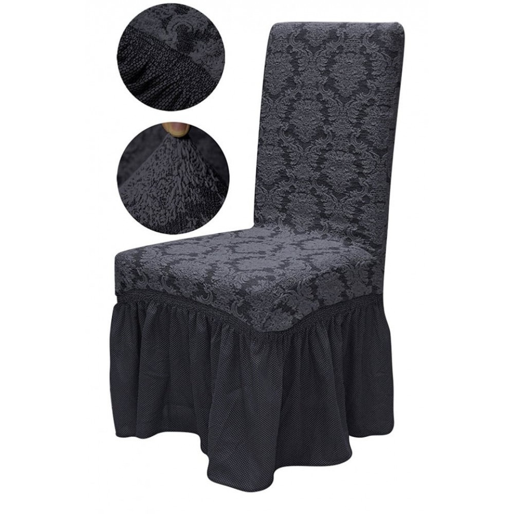 Set 6 huse elastice Multielastice Jacquard pentru scaune, cu volane, SCU13