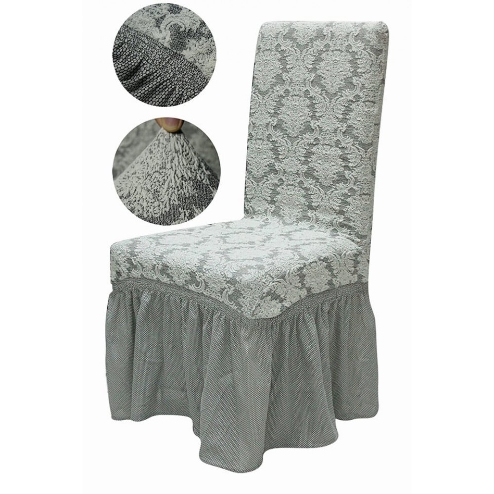 Set 6 huse elastice Multielastice Jacquard pentru scaune, cu volane, SCU14