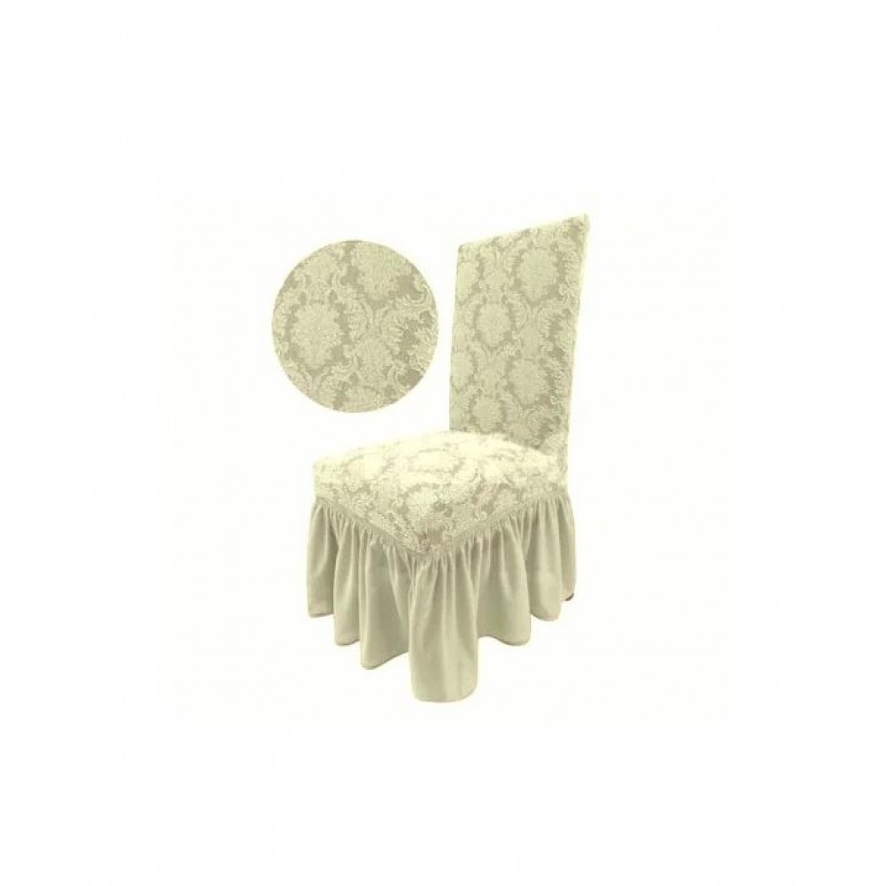 Set 6 huse elastice Multielastice Jacquard pentru scaune, cu volane, SCU18