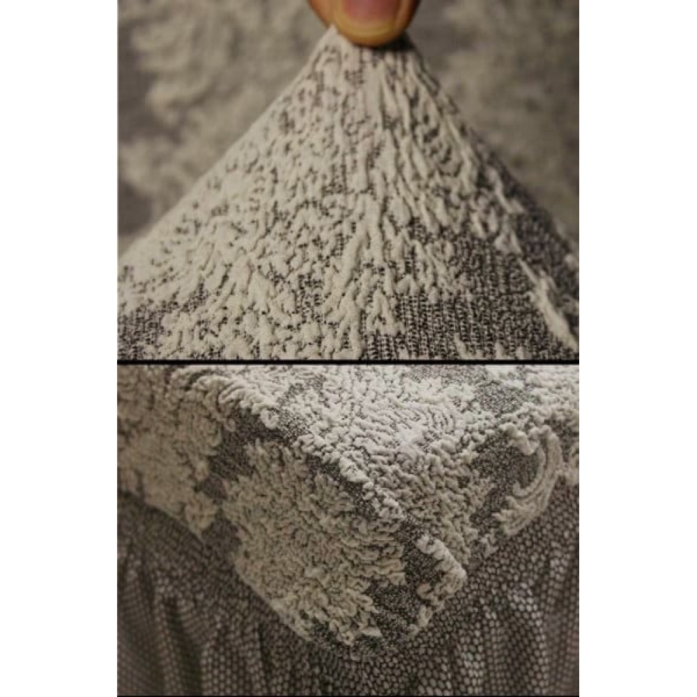 Set 6 huse elastice Multielastice Jacquard pentru scaune, cu volane, SCU18