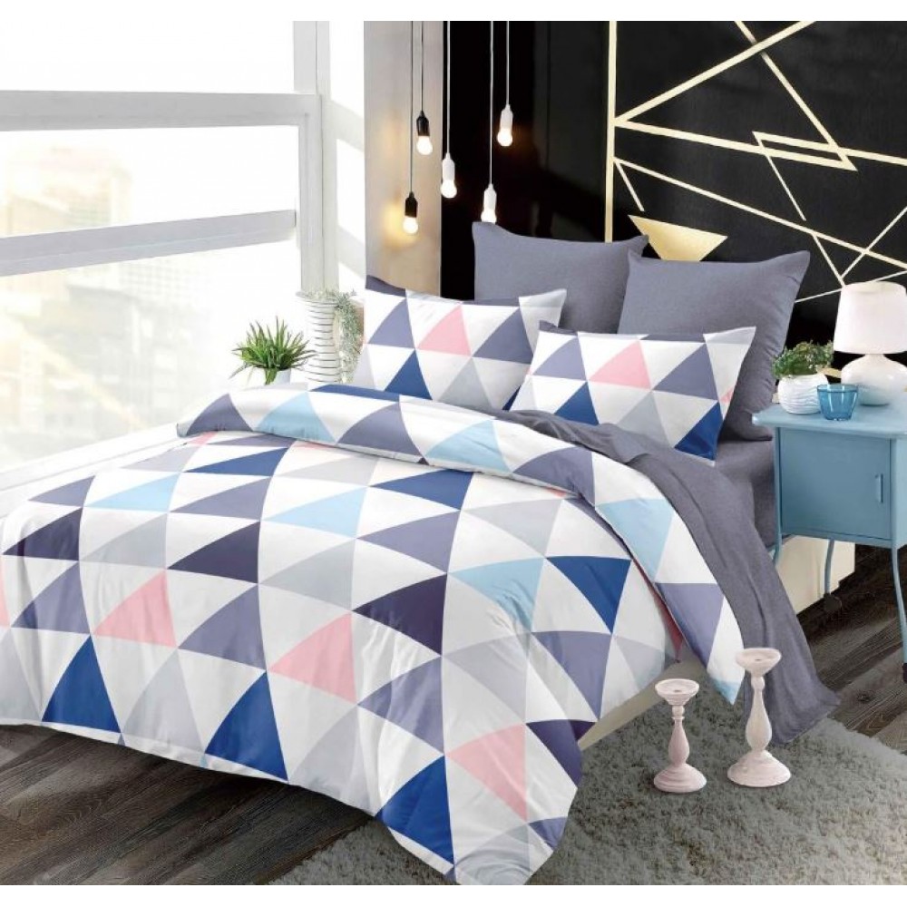 Set Lenjerie Eleganta pentru pat dublu din Bumbac Finet compus din 6 piese, Cearceaf de pat cu elastic 180x200cm+25cm, NW51