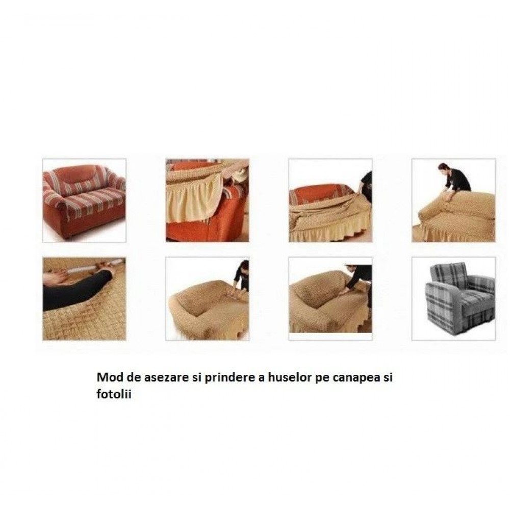Husa elastica pentru coltar, model Jacquard, cu volanas, SCU20