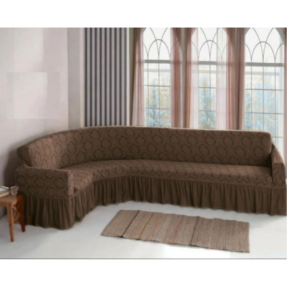 Husa elastica pentru coltar, model Jacquard, cu volanas, SCU20