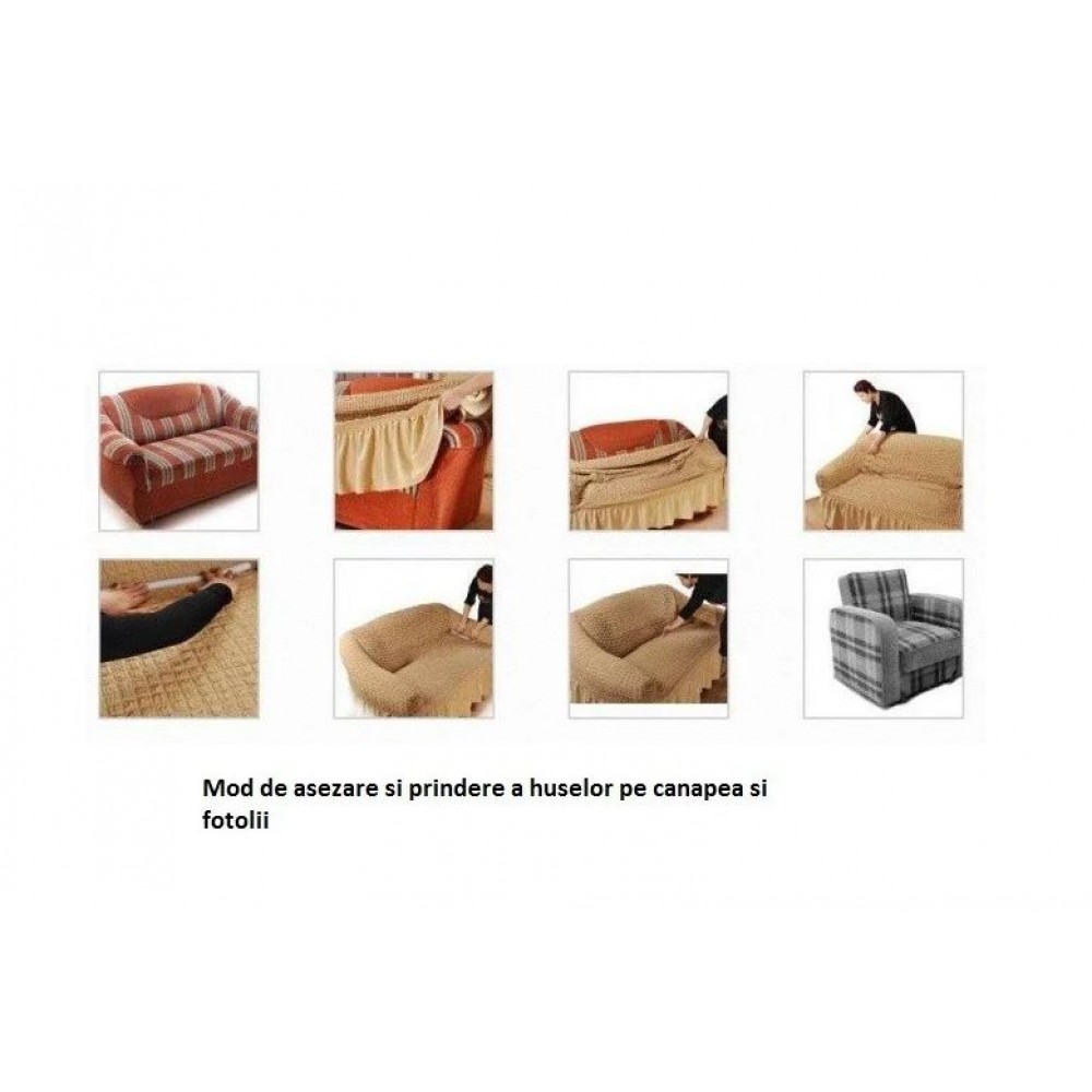 Husa elastica pentru coltar, model Jacquard, cu volane, SCU21