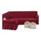 Husa elastica pentru coltar, model Jacquard, cu volane, SCU21
