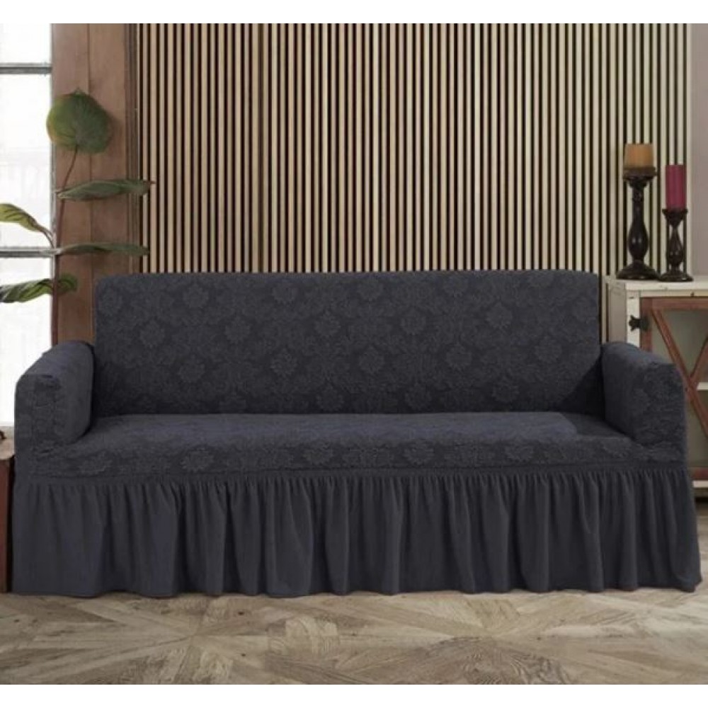 Husa elastica pentru canapea 3 locuri, cu volanas, model Jacquard, SCU27