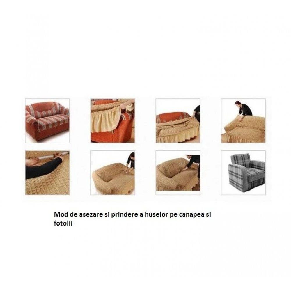 Husa elastica pentru canapea 3 locuri, fara volanas, model Jacquard, SCU32
