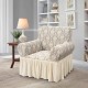 Husa elastica pentru fotoliu, cu volanas si model Jacquard, SCU34