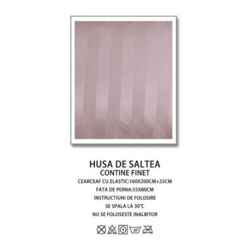 Husa de pat tip Damasc cu Elastic cu 2 fete de perna,Primavara, 160x200 cm+25cm, EE056