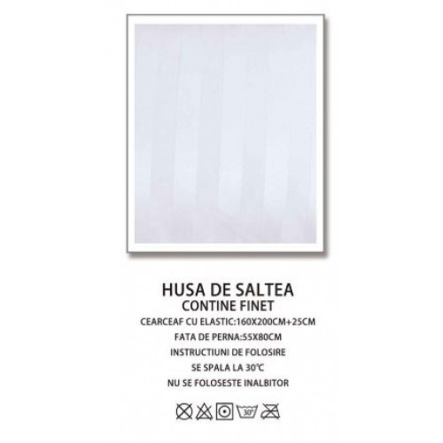 Husa de pat tip Damasc cu Elastic cu 2 fete de perna,Primavara, 160x200 cm+25cm, EE118