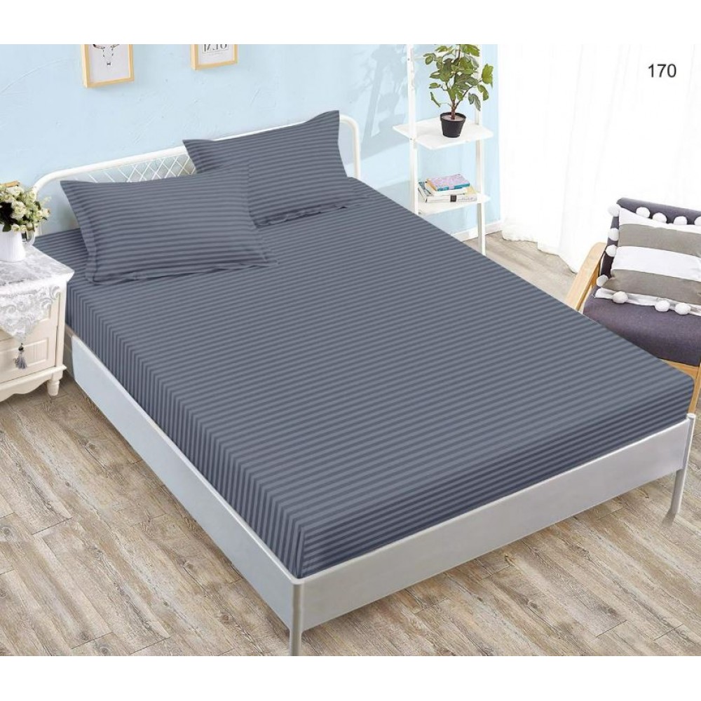 Husa de pat tip Damasc cu Elastic si 2 fete de perna, pat 2 persoane,180x200 cm+25cm, SH170