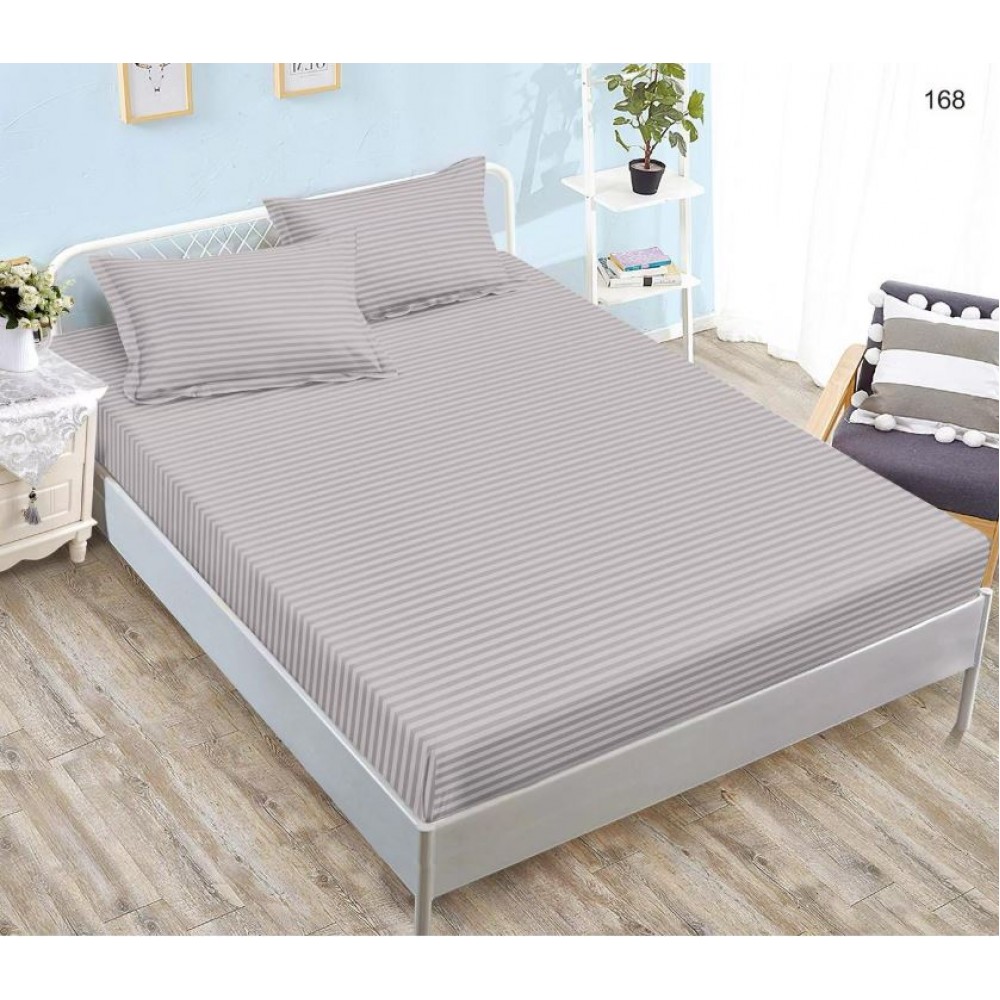 Husa de pat tip Damasc cu Elastic si 2 fete de perna, pat 2 persoane,180x200 cm+25cm, SH168