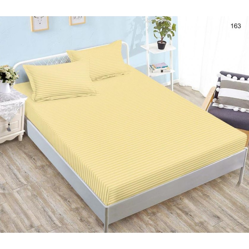 Husa de pat tip Damasc cu Elastic si 2 fete de perna, pat 2 persoane,180x200 cm+25cm, SH163