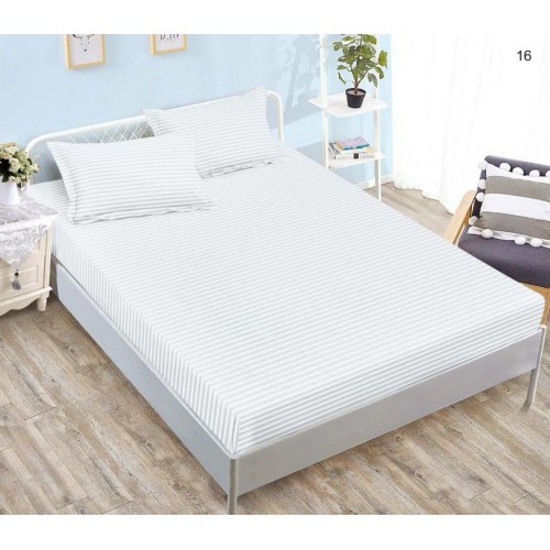 Husa de pat tip Damasc cu Elastic si 2 fete de perna, pat 2 persoane,180x200 cm+25cm, SH16