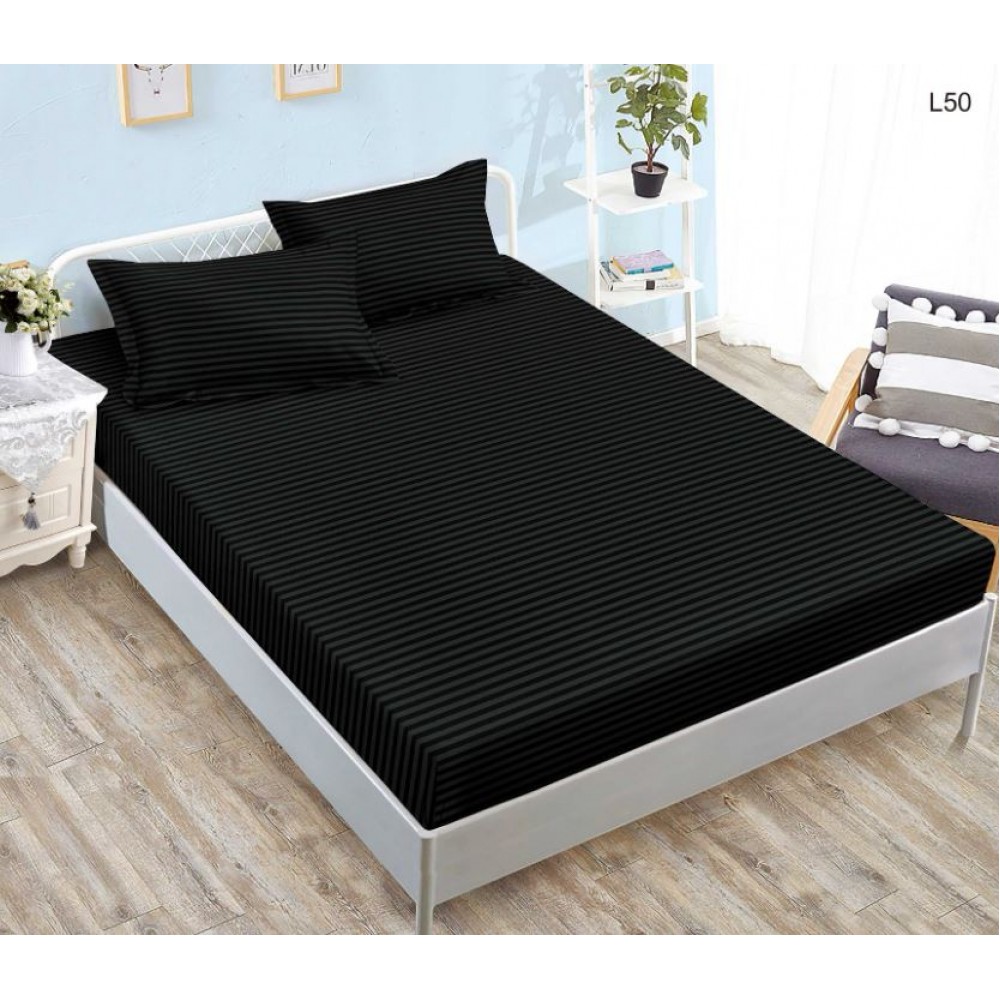Husa de pat tip Damasc cu Elastic si 2 fete de perna, pat 2 persoane,180x200 cm+25cm, SH50