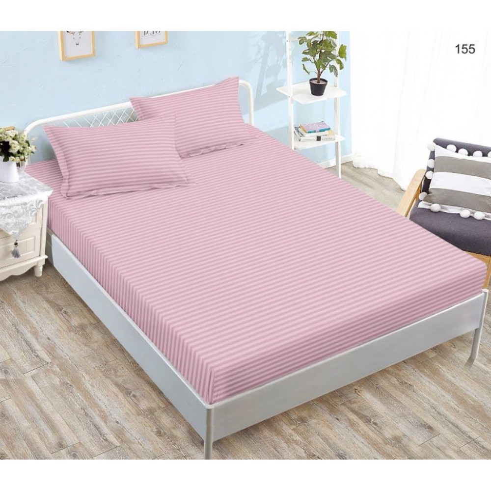 Husa de pat tip Damasc cu Elastic si 2 fete de perna, pat 2 persoane,180x200 cm+25cm, SH155