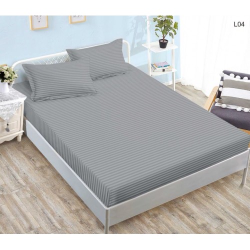 Husa de pat tip Damasc cu Elastic si 2 fete de perna, pat 2 persoane,180x200 cm+25cm, SH04