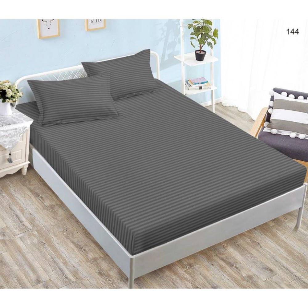 Husa de pat tip Damasc cu Elastic si 2 fete de perna, pat 2 persoane,180x200 cm+25cm, SH144